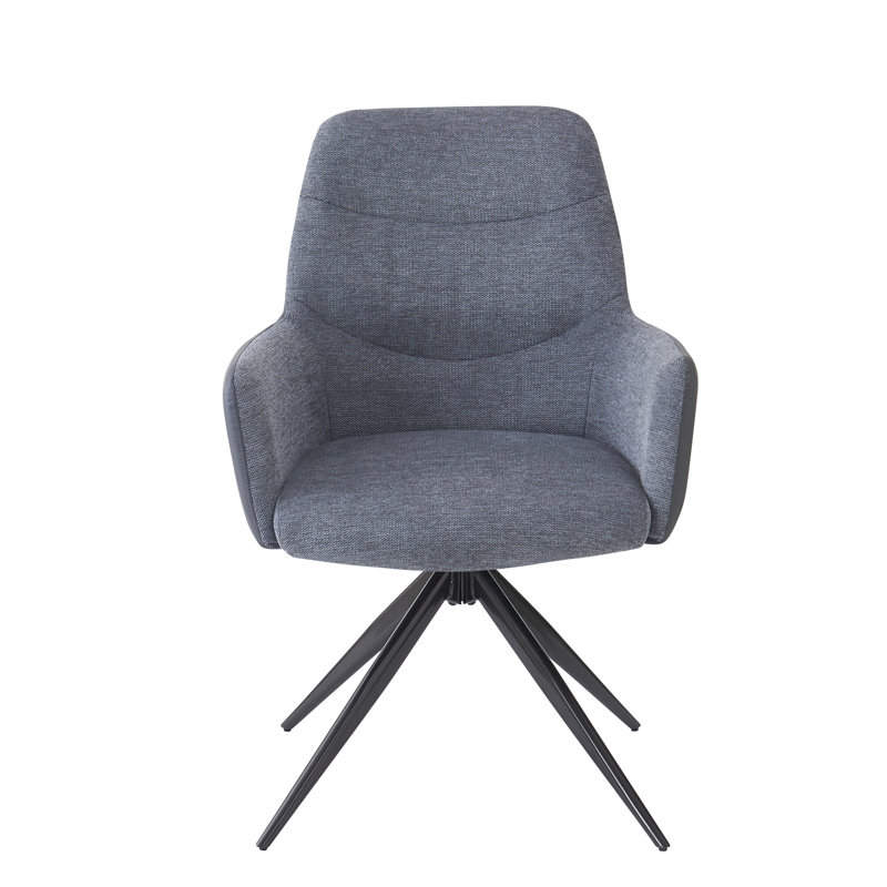 Chaise avec accoudoirs en tissu gris Hester (ensemble de 2)