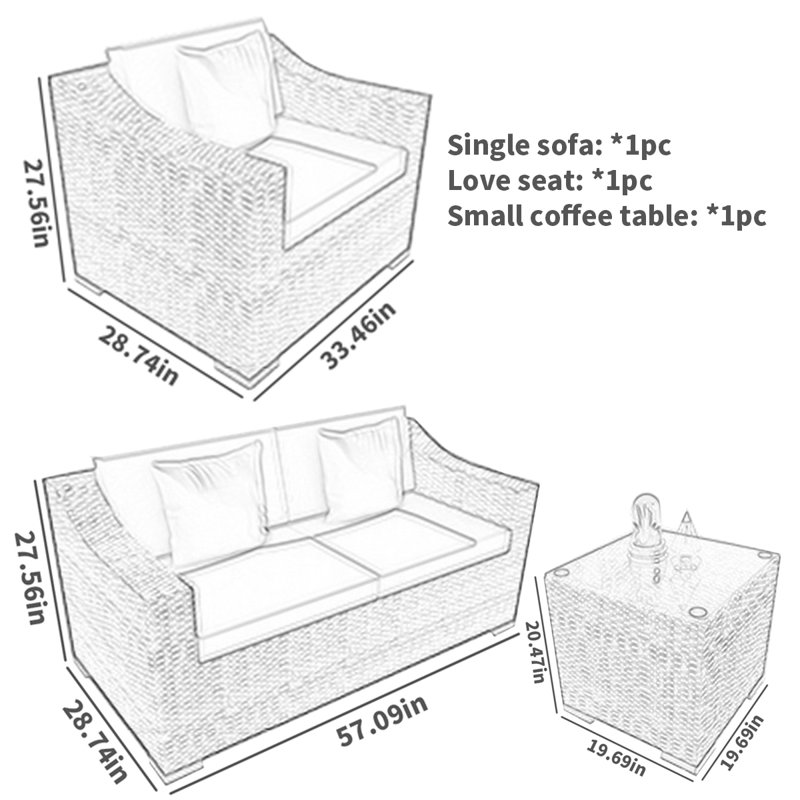 Tihana 3 - Person Patio Conversation Set