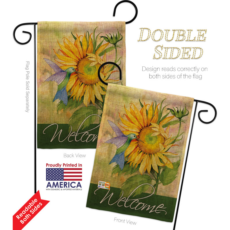 Tournesol avec un polyester de 2 côtés 18,5 x 13 po hummingbird ensemble de drapeau