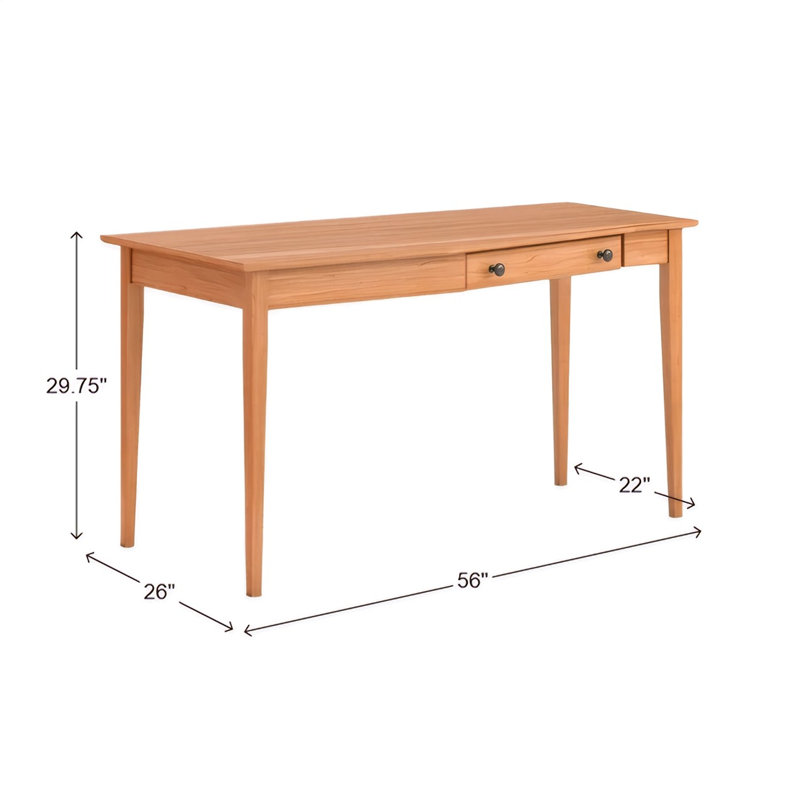 Bureau en bois massif gauche Malani, Naturel