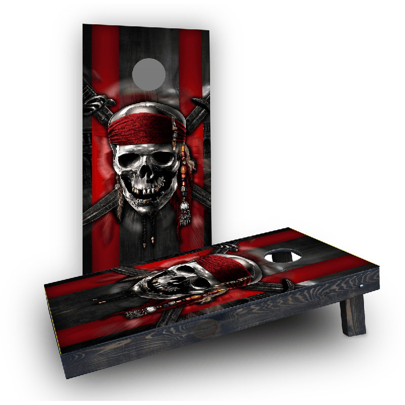 Pirate Theme Cornhole Game Set, All Weather Plastic Resin