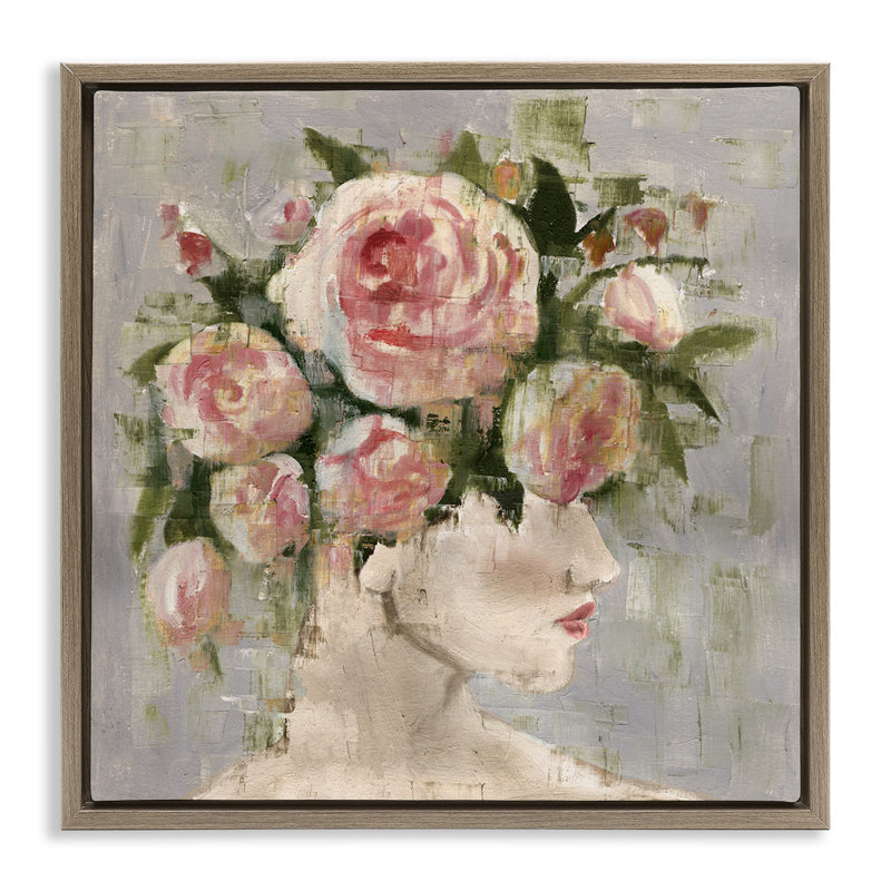 «Abstract Woman with Roses», art mural encadré flottant par Charity Henderson, H 25 po x l 25 po