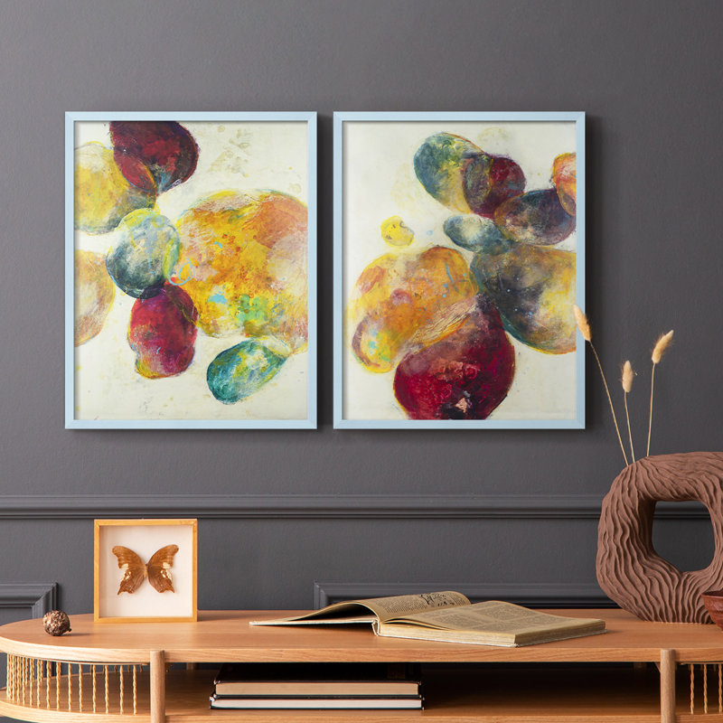 «Earthy Fragments I», reproduction encadrée de qualité supérieure - prête à être accrochée - aucun clou requis - aucun clou requis