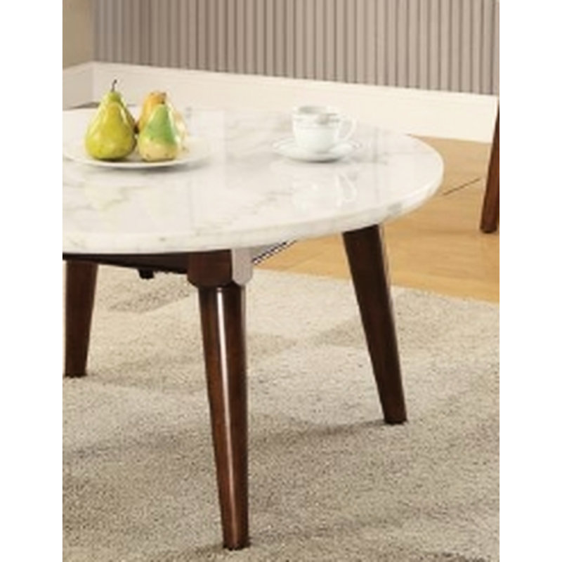 Plateau décoratif en marbre blanc radiant et table basse en noyer