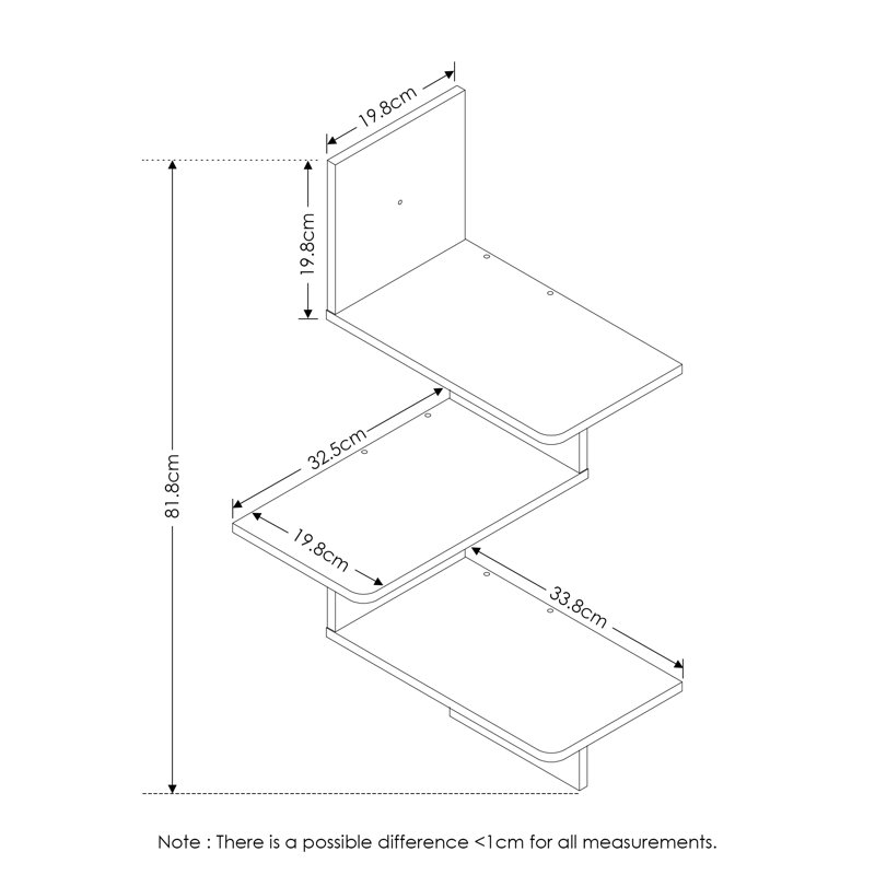 Authement 3 Piece Corner Shelf, Espresso
