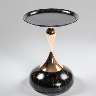 Table d'appoint à plateau rond moderne en métal avec base piédestal