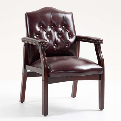 Chaises d'invité de réception en cuir avec siège et accoudoirs rembourrés Fauteuil de direction ergonomique à dossier moyen pour salle d'attente