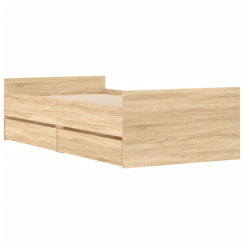 Nikash Bed, Small Single ( 75 x 190 cm), Sonoma Oak