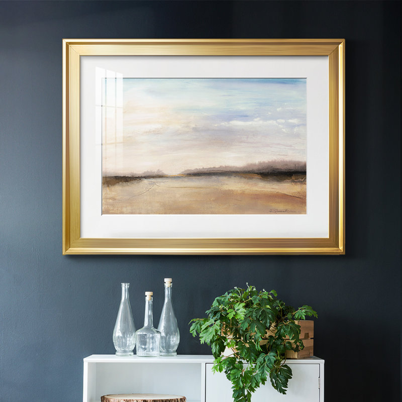 Mirage avec cadre encadré et biseauté mat et verre, Or, H 15 po x l 21 po x P 1,5 po