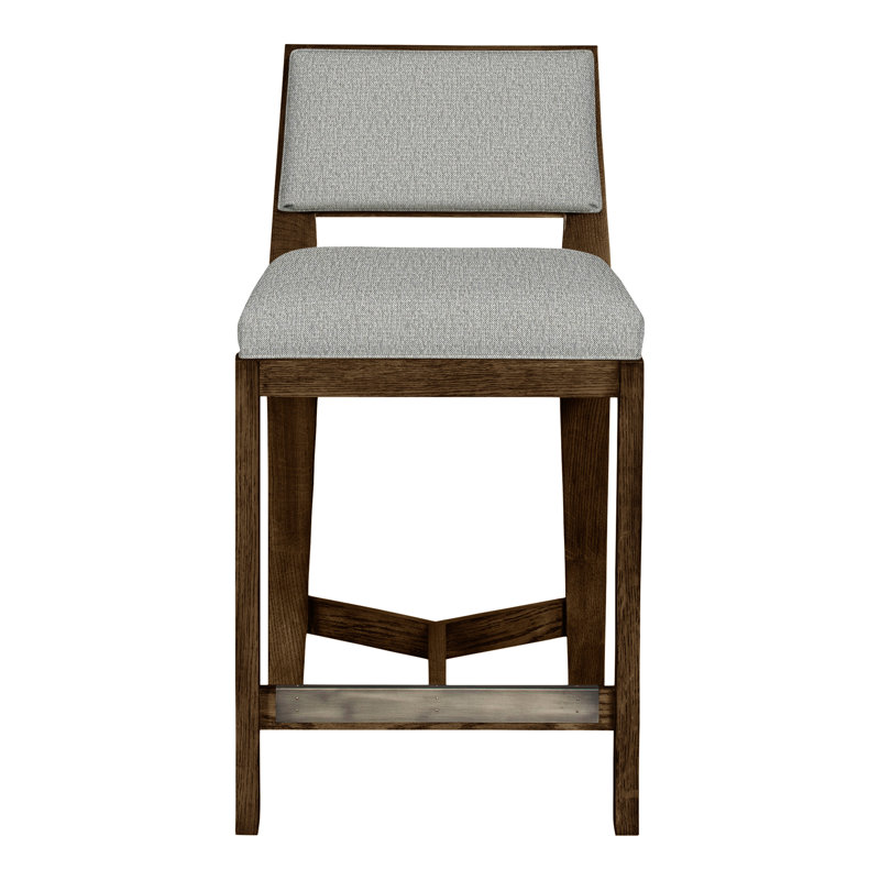 Scoville By Thom Filicia Upholstered Counter Stool with Solid Wood Frame, La Havane, Colombe Tarbee