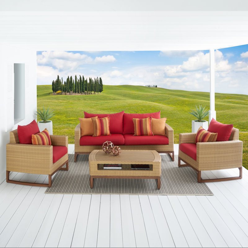 Milana Outdoor 4 - Piece Conversation Set, Canvas Spa Sunbrella® Canvas