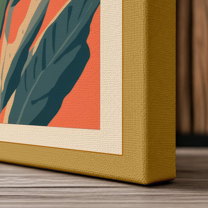 Statement Botanical 1 Piece Wrapped Canvas Wall Art, 18x12 - 45.7 x 30.5 cm, Ochre Border