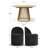 4 - Person Dining Table Sets With Extendabe Oval Table & 4 Upholstered Chenille Rolling Chairs-1685054946