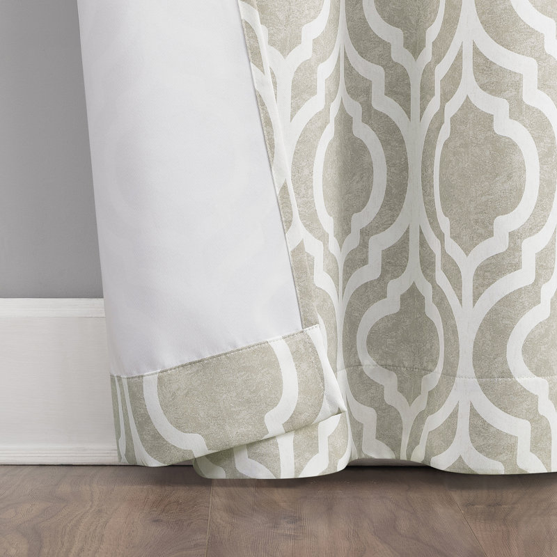 Taupe Trellis Print Blackout Grommet Curtain Panel, 40" x 84"