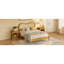Cadre de lit plateforme moderne de style Mid-Century avec tête de lit courbée en rotin, lit de style scandinave naturel Boho, lit grand pour chambre à coucher, aucun sommier nécessaire, naturel-133438430-133438428