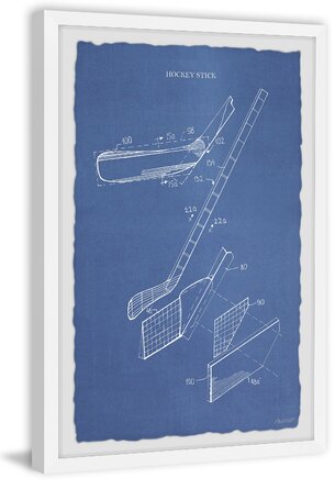 'Hockey Stick Blueprint' Picture Frame Print on Paper