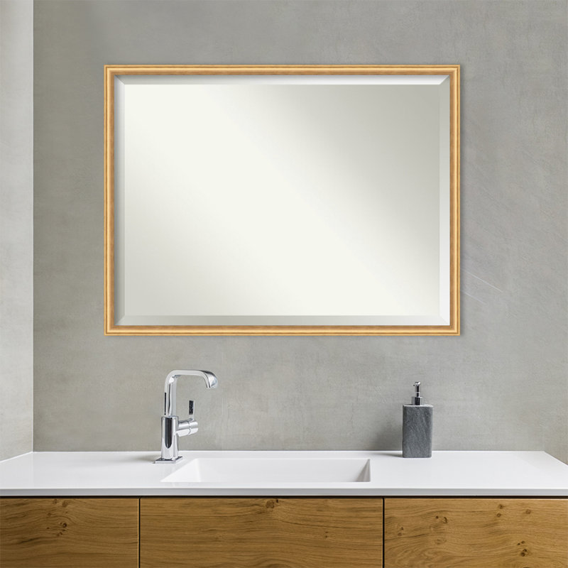 Salon Solid Wood Wall Mirror, Gold, Rectangle, 32" x 42"