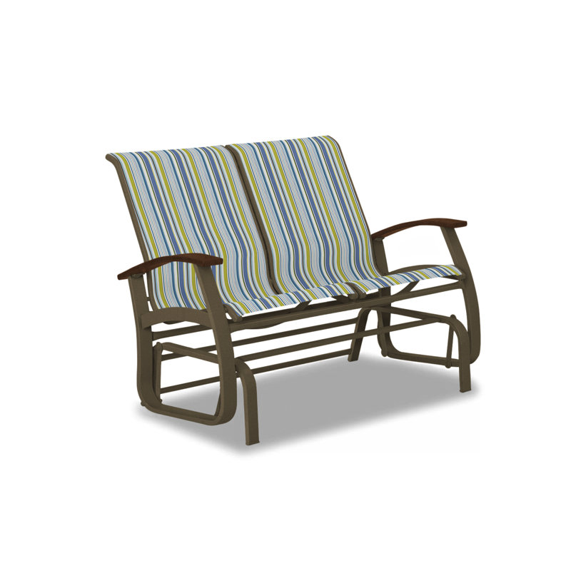 Belle Isle Outdoor Glider, Textured Beachwood, Kona P10, Aqua
