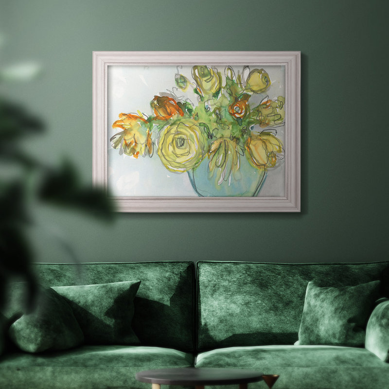 Accent floral printanier I, H 21 po x l 25 po x P 2,5 po, Papier encadré brun