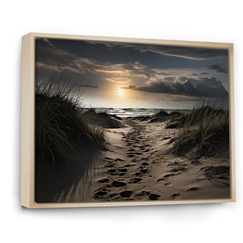 «Beach Photo Footprints In VI» - Art mural sur toile, H 30 po x l 40 po x P 1,5 po, Cadre naturel flottant
