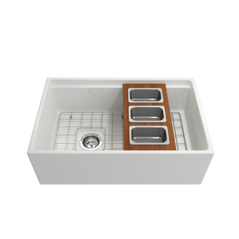 Wood Board With 3 Rectangular Stainless Steel Bowls F/1344, 1348, 1360, 1362, 1504, 1505, 1506 (Short Side Only), 1627, 1628