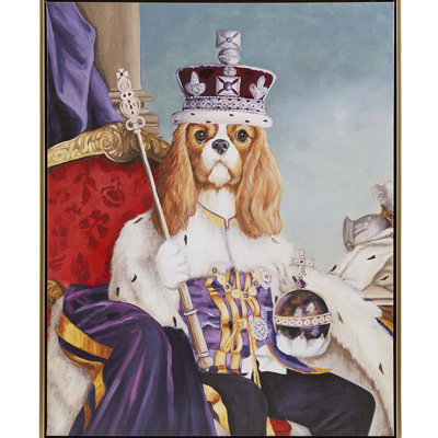 King Iii Artistic Wall Piece, 16.5"W X 20.5"H, Regal Dog, Golden Frame, Indoor Decor, Style, Colored Frame