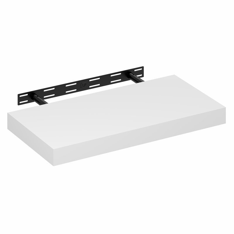 Furinno TANNA Floating Shelves for Wall, 12 x 24 Wall Shelf, Wall Mounted Floating Shelf with Invisible Brackets, 2-in Thick Shelf, for Bathroom, Living Room, Bedroom, Home Office, White
