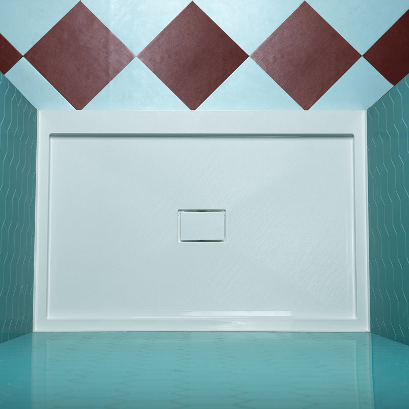 WOODBRIDGE 60 In. X 32 In. Solid Surface Shower Pan Base In White, Alcove Installation With Centre Drain, Slip-Resistant & Mould-Resistant
