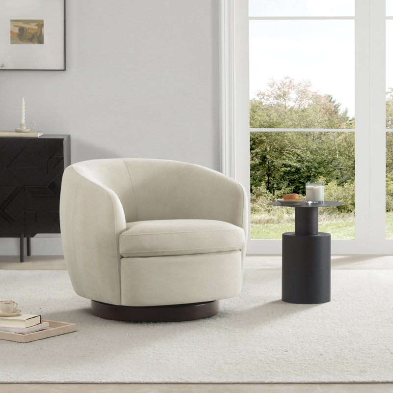 Marcy Swivel Barrel Chair, Bella Beach Performance Velvet