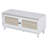 Boho Rattan Entryway Bench With Storage, Cushioned Shoe Organizer For Hallways And Living Rooms, White And Beige-557707970