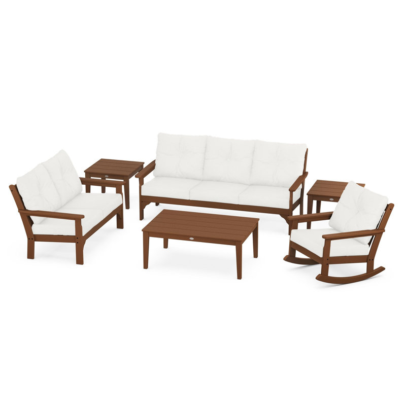 Vineyard 6-Piece Deep Seating Set, Natural Linen, Teak