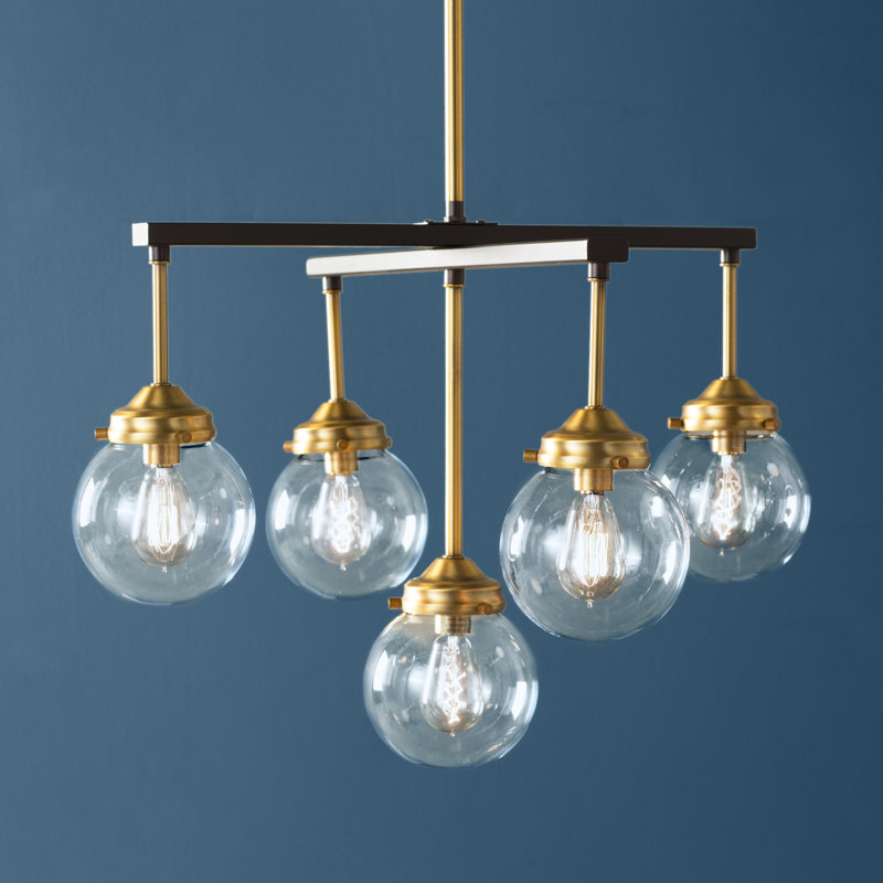Carrizales 5 - Light Dimmable Geometric Chandelier, Oil Rubbed Bronze