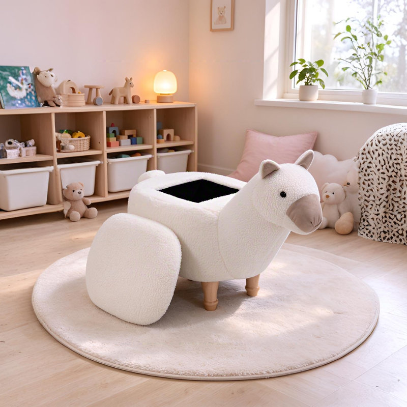 Upholstered Faux Fur Footstool