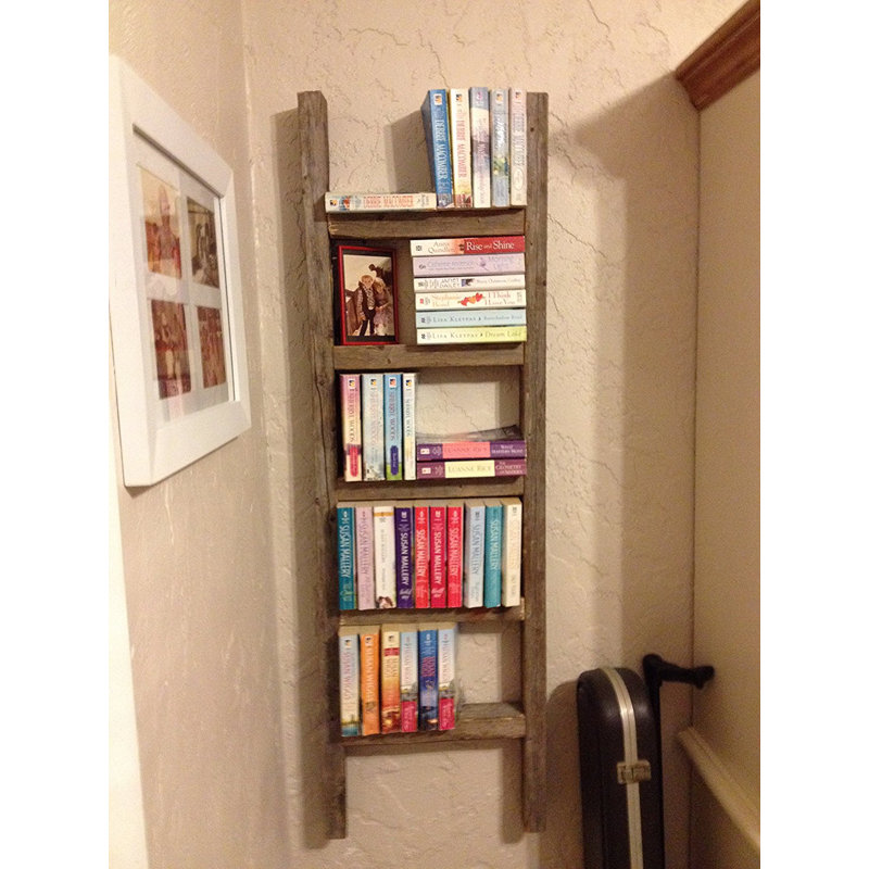 Rustic Gray and Brown Solid Wood 6 ft Blanket Ladder