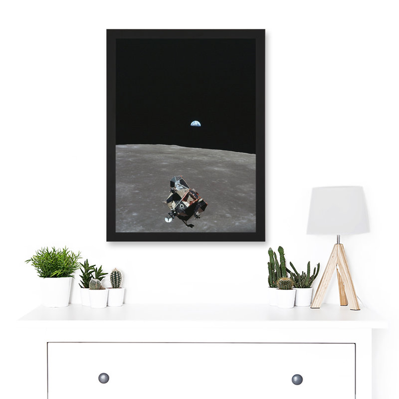 Space NASA Earth Moon Lunar Landing Module Earth USA - Single Picture Frame Print