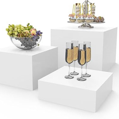 Buffet 3 pièces en acrylique - Présentoirs gigognes à fond creux pour la restauration, les desserts, les objets de collection, les bijoux et les figurines