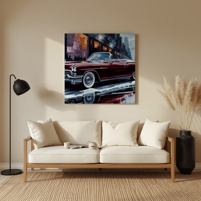 «Transport Classic convertibles», art mural en métal mauve