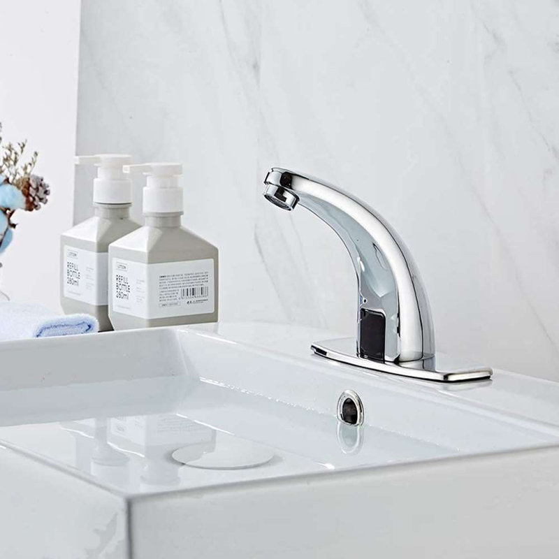 Automatic Chrome Touchless Faucet by BathSelect – Infrared Sensor, Single Hole Installation, Includes Deck Plate​