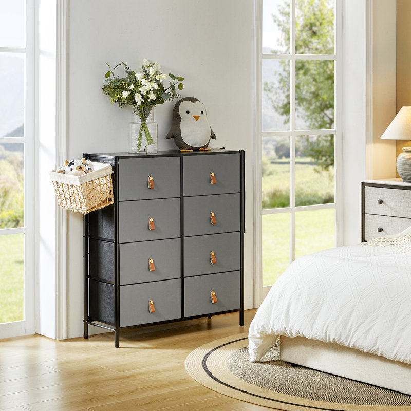 Alexcia 88.9cm W 8 - Drawer Chest of Drawers, Dark Grey