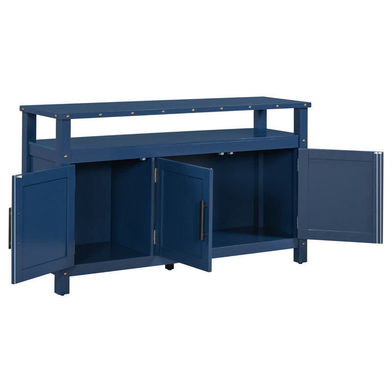 Buffet avec rangement à 3 portes et tablette ouverte, Navy Blue
