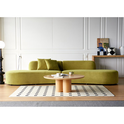 132" Curved Sofa With Throw Pillows
