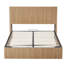 Structure de lit pour grand lit avec rangement relevable, lignes courbes en bois ondulé, rangement hydraulique