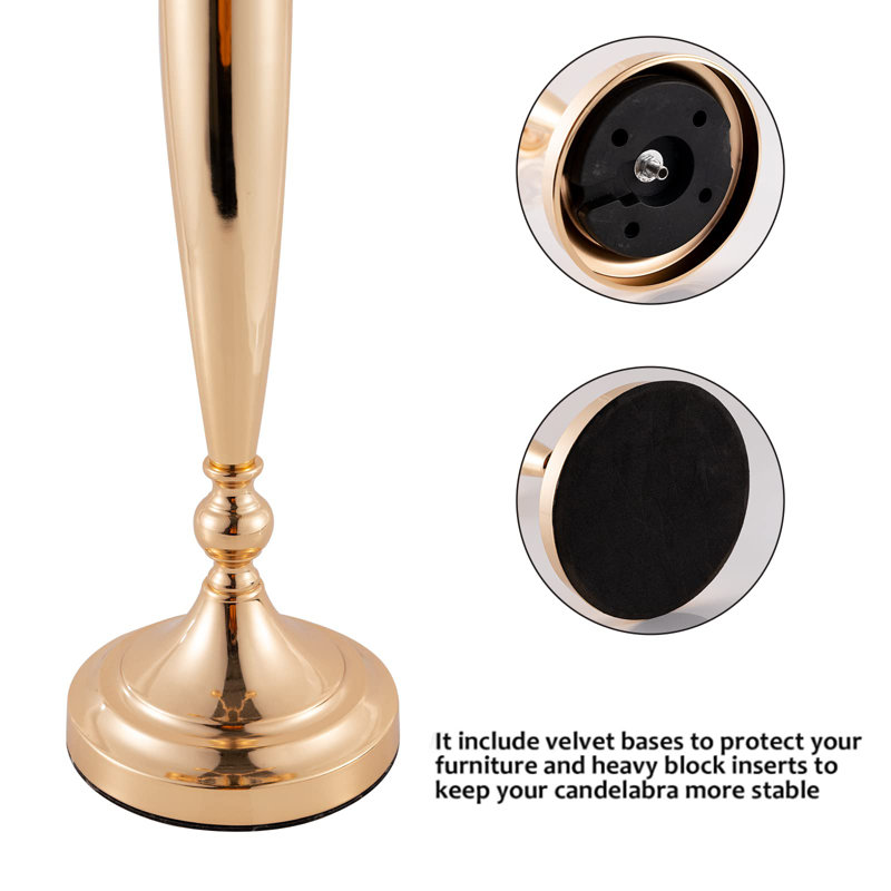 Gold 28-Inch 5-Arm Metal Candelabra Candle Holder