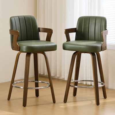  26" Upholstered Swivel Counter & Bar Stool with Armrest