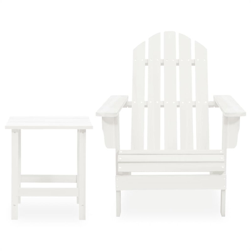 Harvel Fir Outdoor Adirondack Chair With Table, White