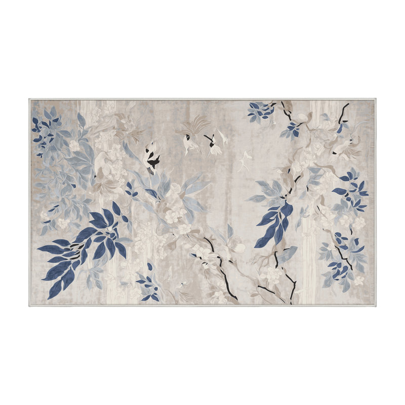 Machine Washable Beige Area Rug, Rectangle 7' x 10'