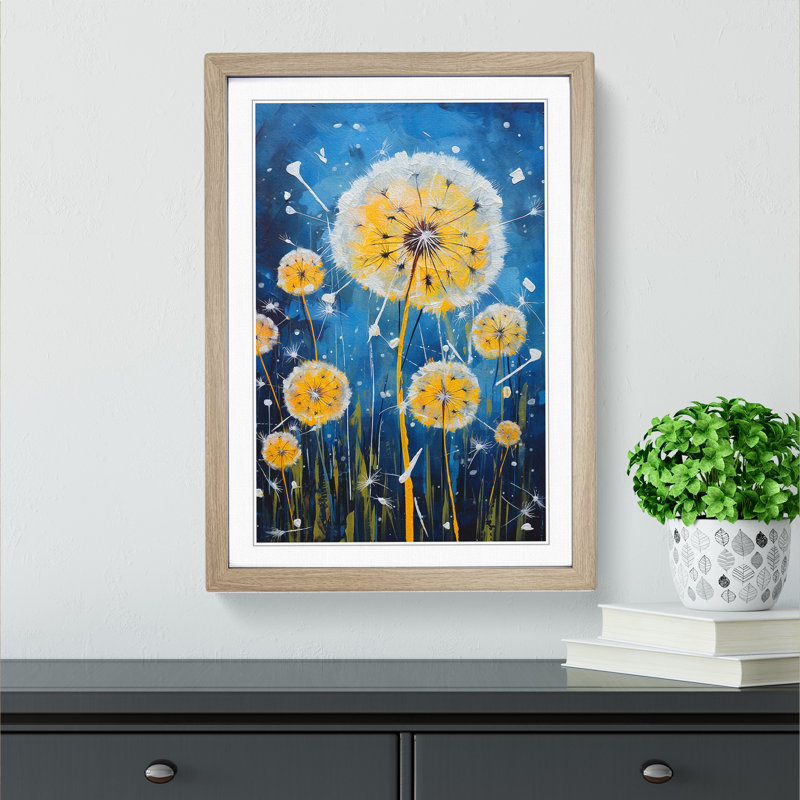 Dandelion Expressionism Art - Framed Print