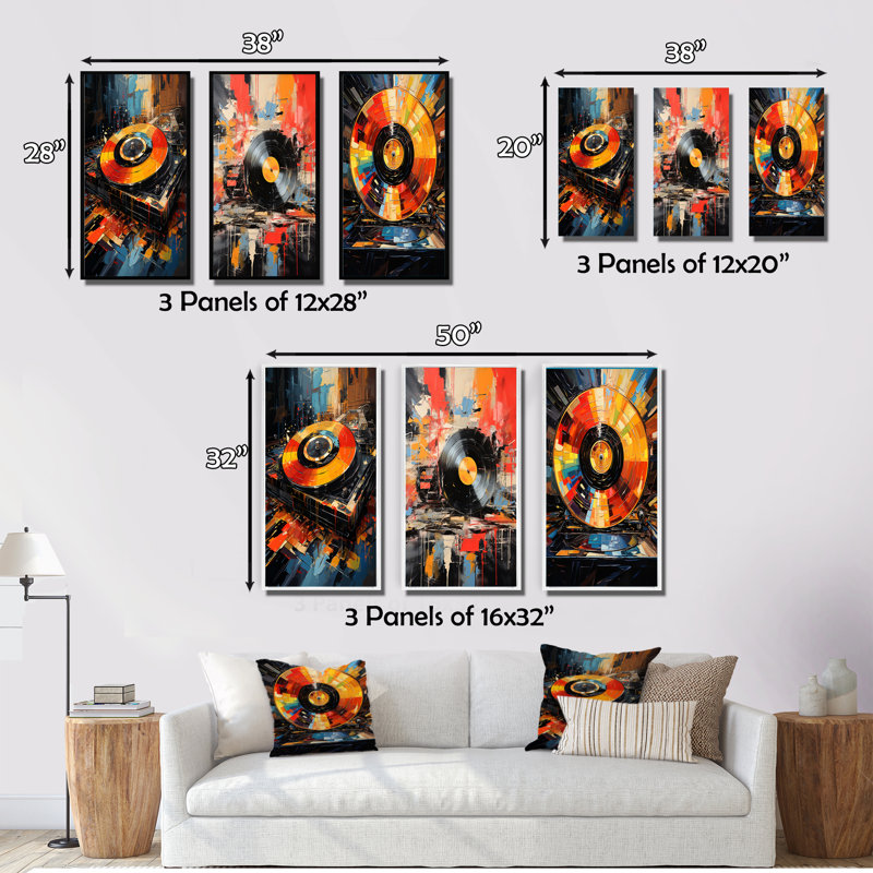 Ensemble 3 pièces Popart, Encadrement doré, H 28 po x l 36 po