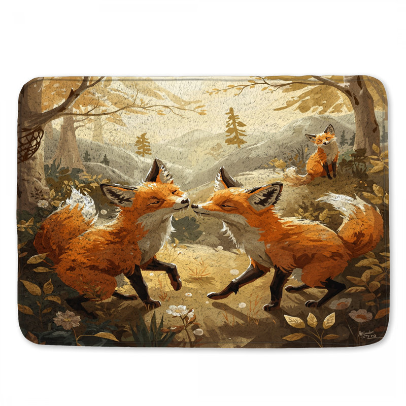 Tapis de bain Foxes In Forest, L 24 po x L 17 po
