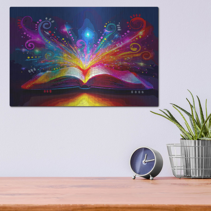  «The Open Book» par Dean Russo, art mural en métal, 16 po x 12 po